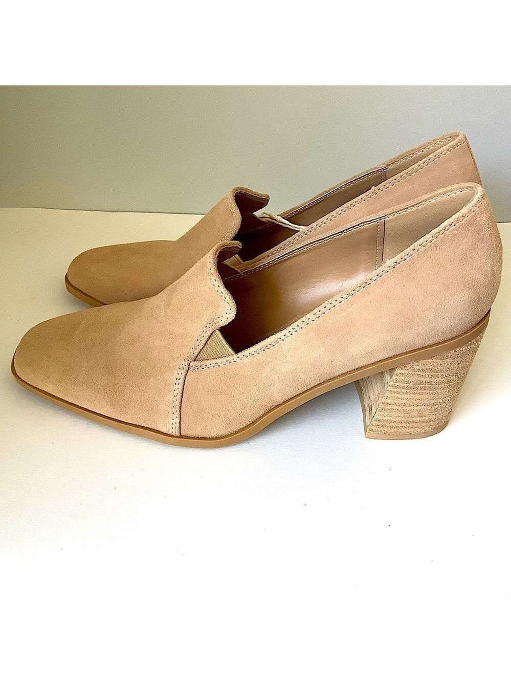 Joie Wevenly Suede Block Heel Shoe Tan Size 8.5 New